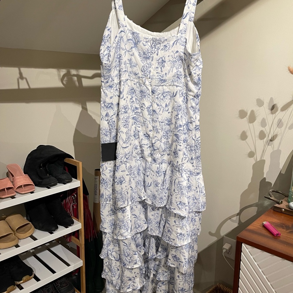 Lulu For The Frill Of It White Floral Print Ruffled Maxi Dress XL - Picture 3 of 5